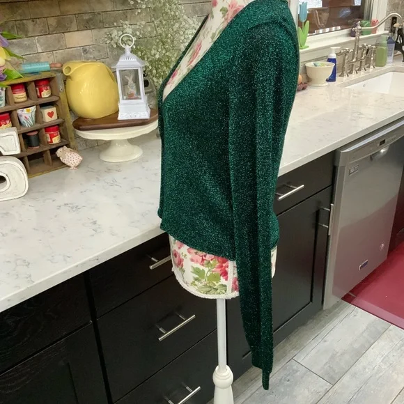 Free People Emerald Green Emmaline Metallic Cardigan Sweater Size Medium
New - Picture 3 of 12
